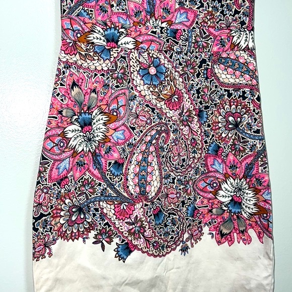 Cream & Pink Paisley Sheath Dress Women’s Size 6 Sleeveless French Connection - Picture 6 of 16